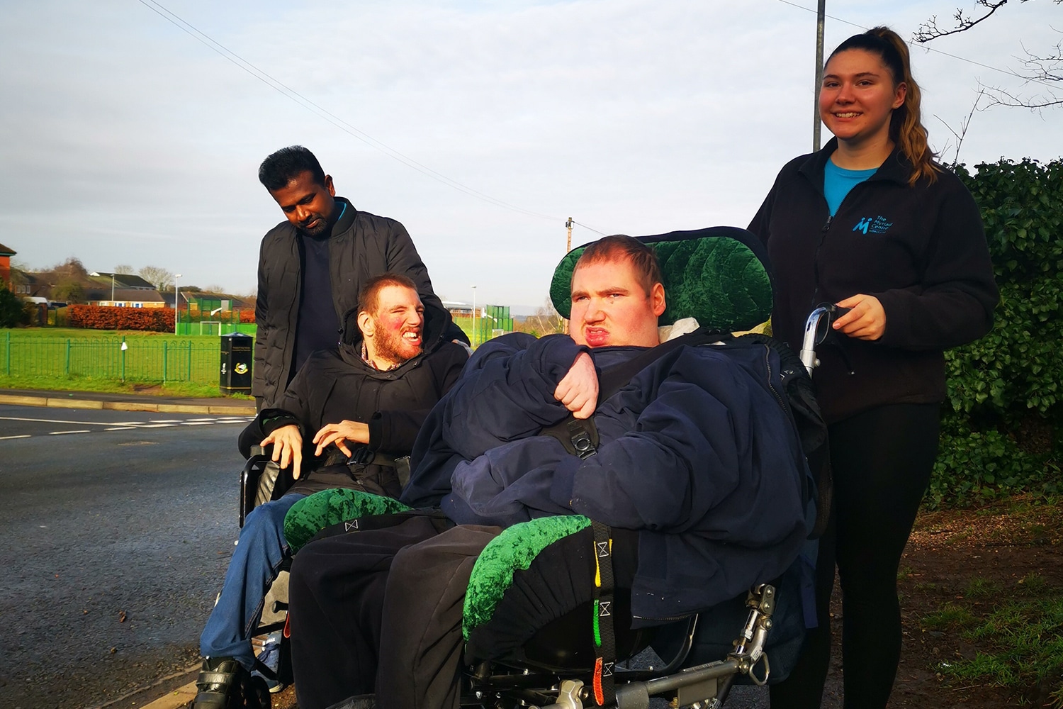 Clients and staff on walk